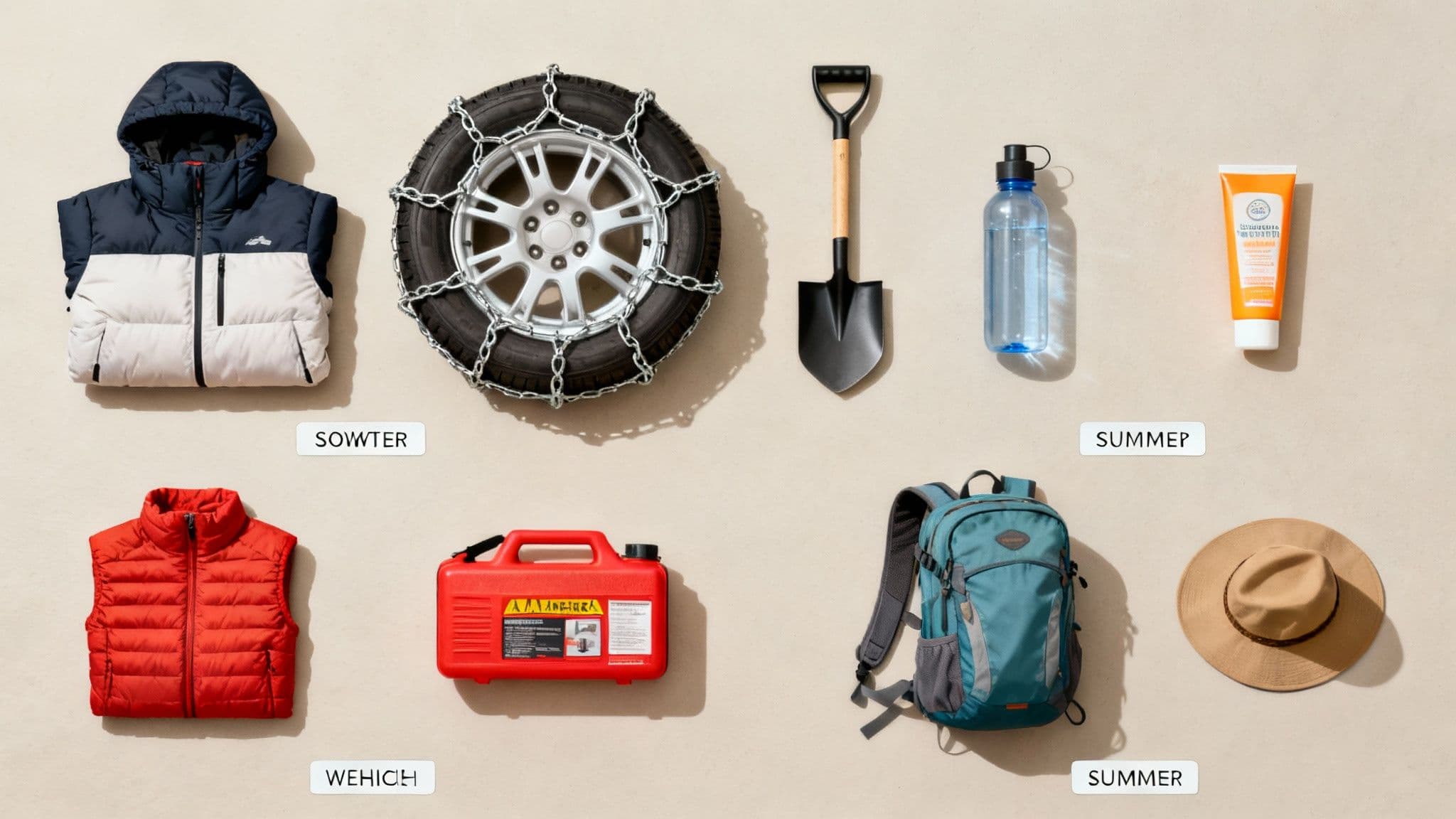 A hiker's backpack, boots, water bottle, and map laid out on a wooden surface, ready for a trip.