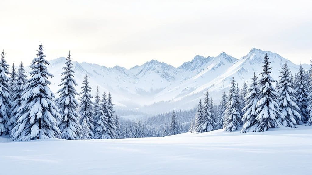 A stunning winter landscape photo of snow-covered Wasatch mountains under a clear blue sky, illustrating the ideal conditions for Utah's famous powder.