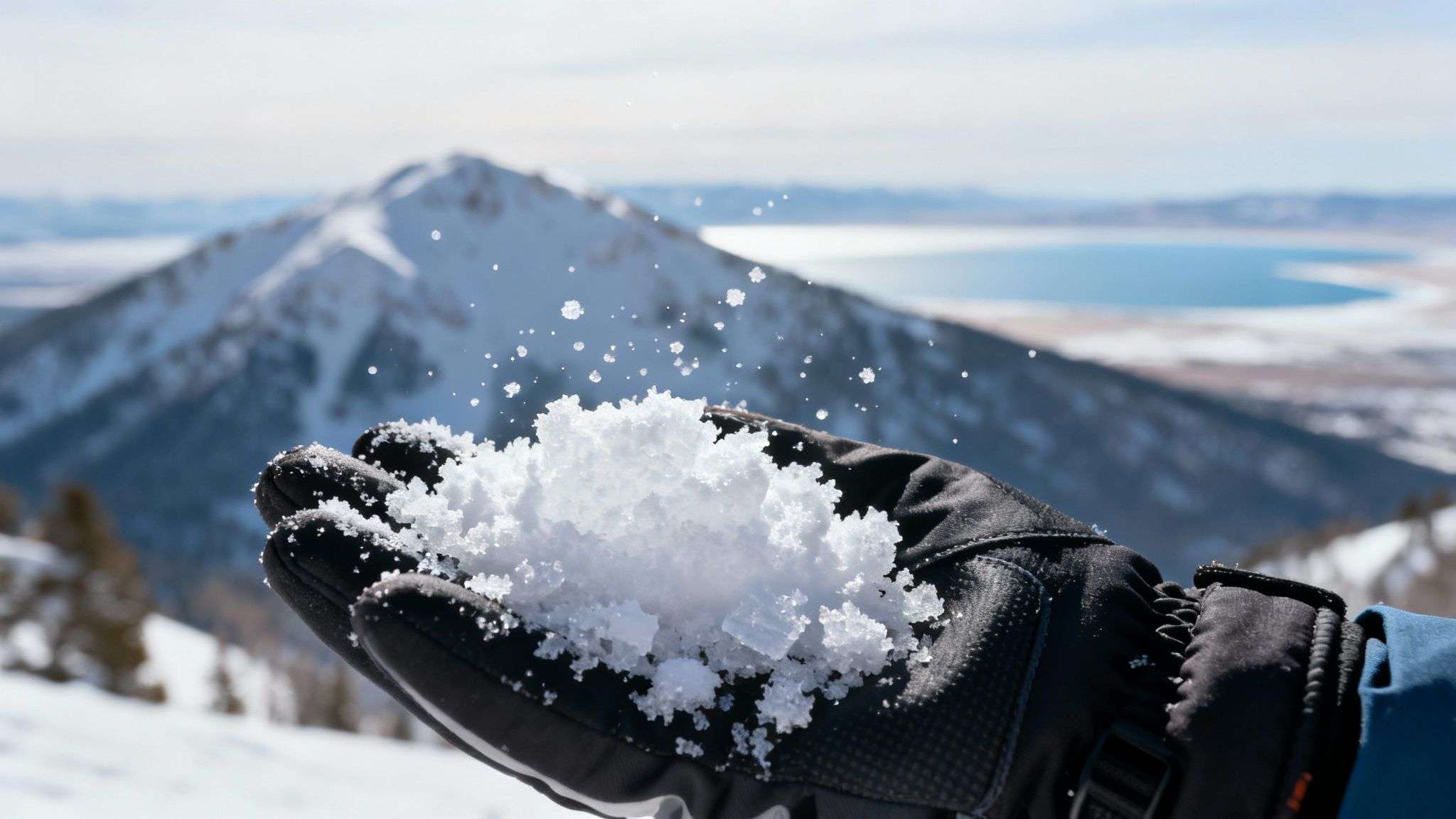A skier carves through deep, untracked powder snow at Alta Ski Resort in Utah.