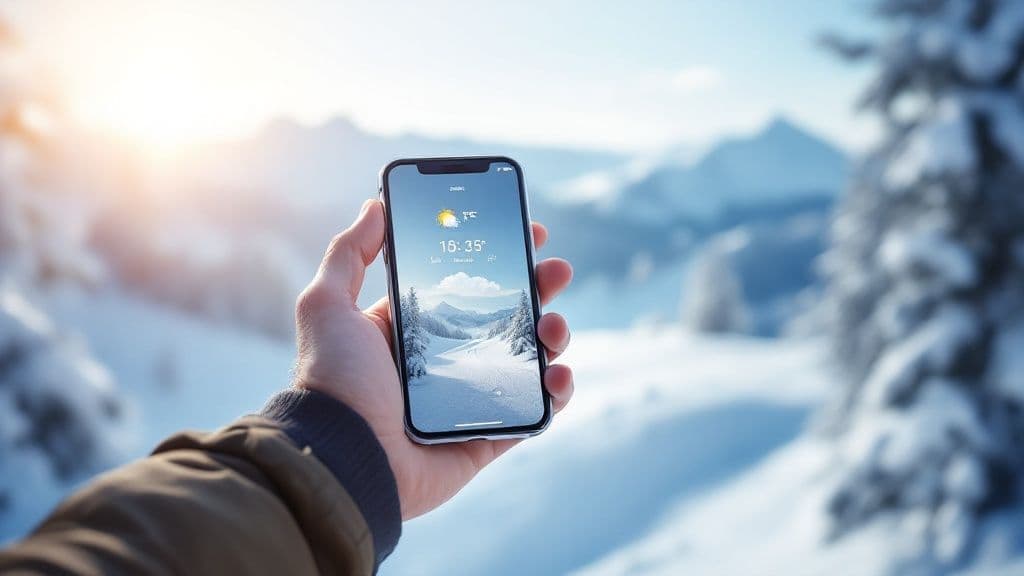 Skier carving through deep powder snow on a sunny day