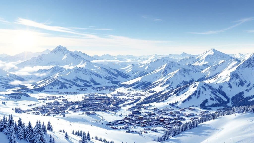 A skier makes deep powder turns down a steep, ungroomed slope at Snowbird, with snow billowing around them under a clear blue sky.