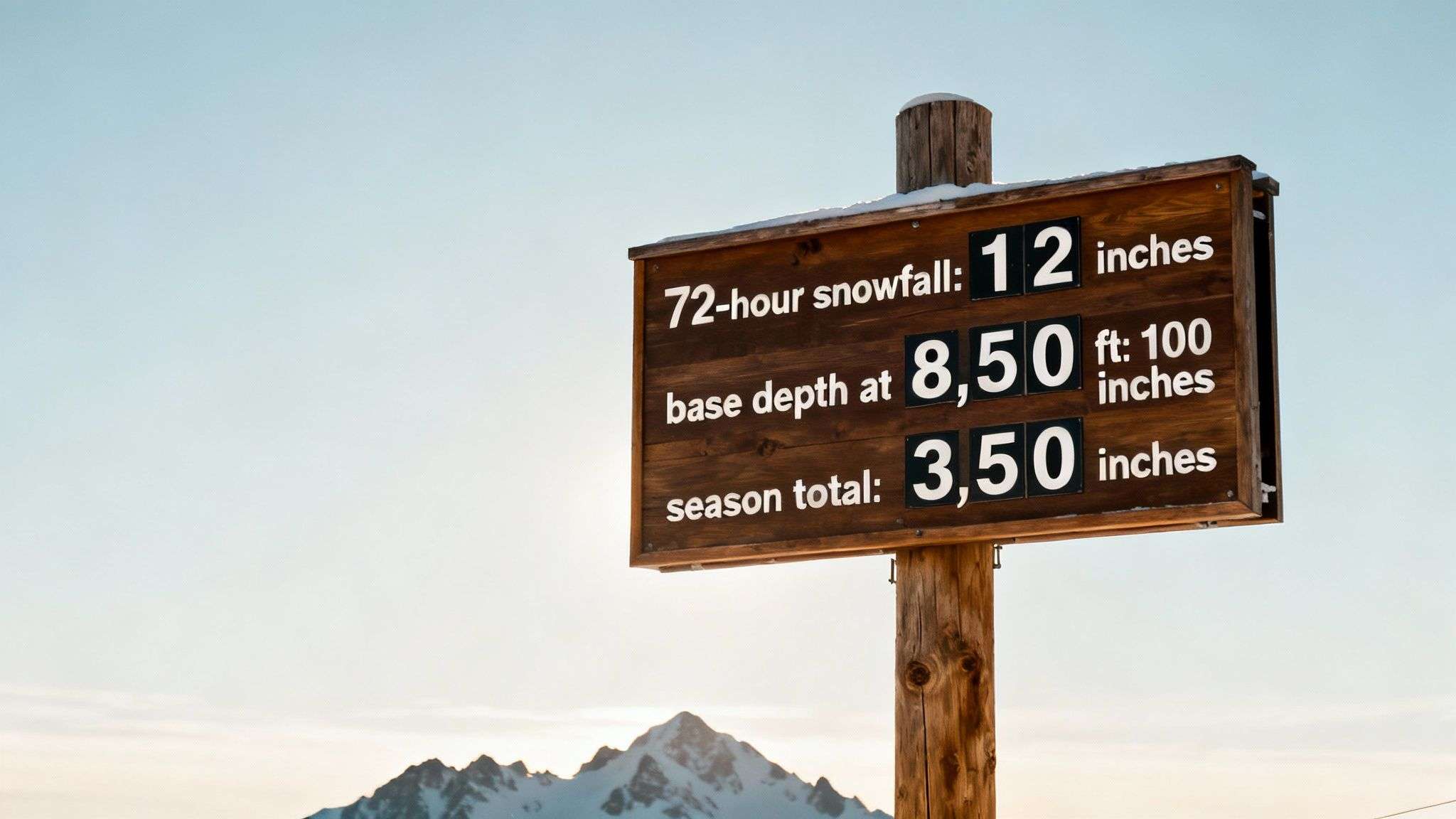 A skier makes fresh tracks in deep powder snow at Alta Ski Area, with snow-covered evergreens in the background under a clear blue sky.