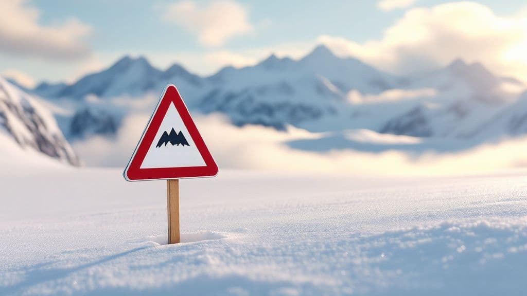 A skier stands on a foggy, low-visibility slope with snow-covered trees nearby