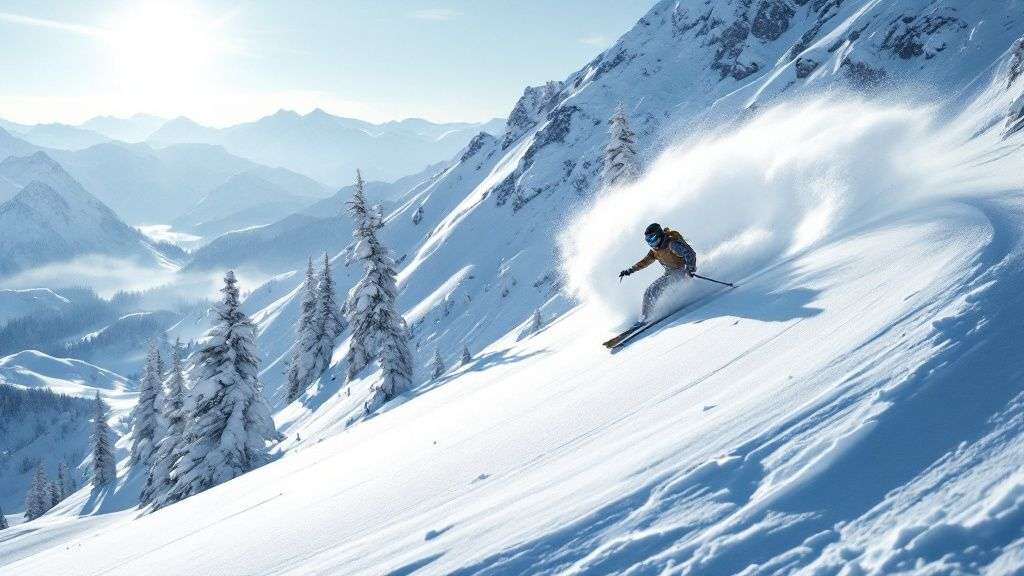 Snow-covered peaks of Little Cottonwood Canyon in Utah under a clear blue sky.