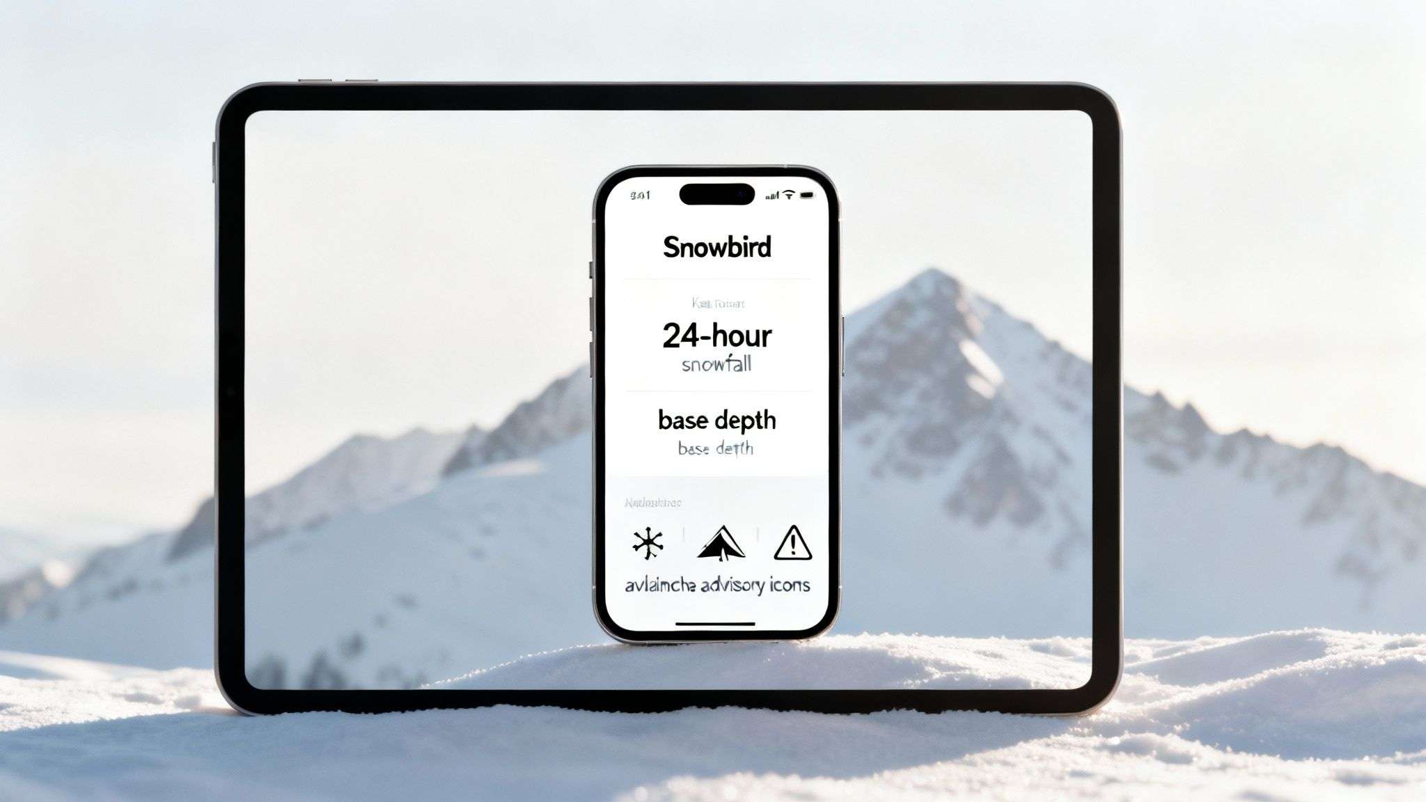 A skier makes fresh tracks in deep powder snow at Snowbird with mountains in the background.