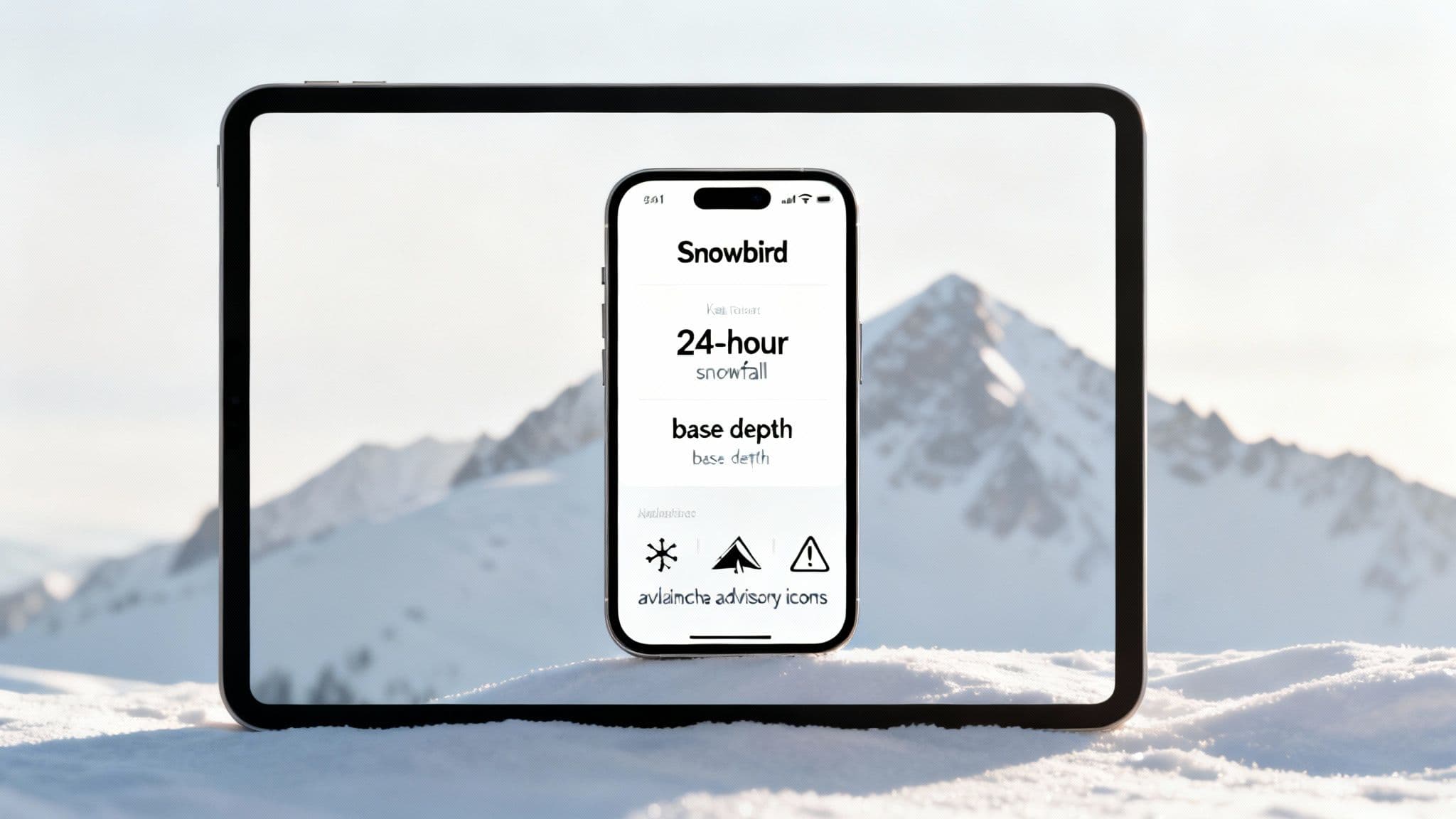 A skier makes fresh tracks in deep powder snow at Snowbird with mountains in the background.