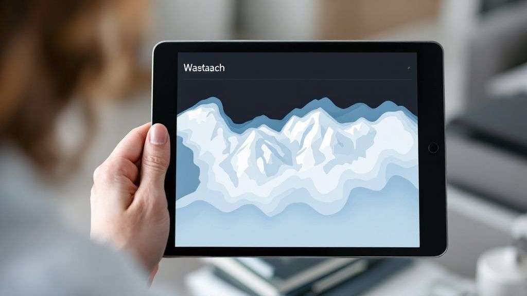 A skier making a deep powder turn in the Wasatch backcountry, with light snow billowing around them, showcasing the result of a great snow forecast.