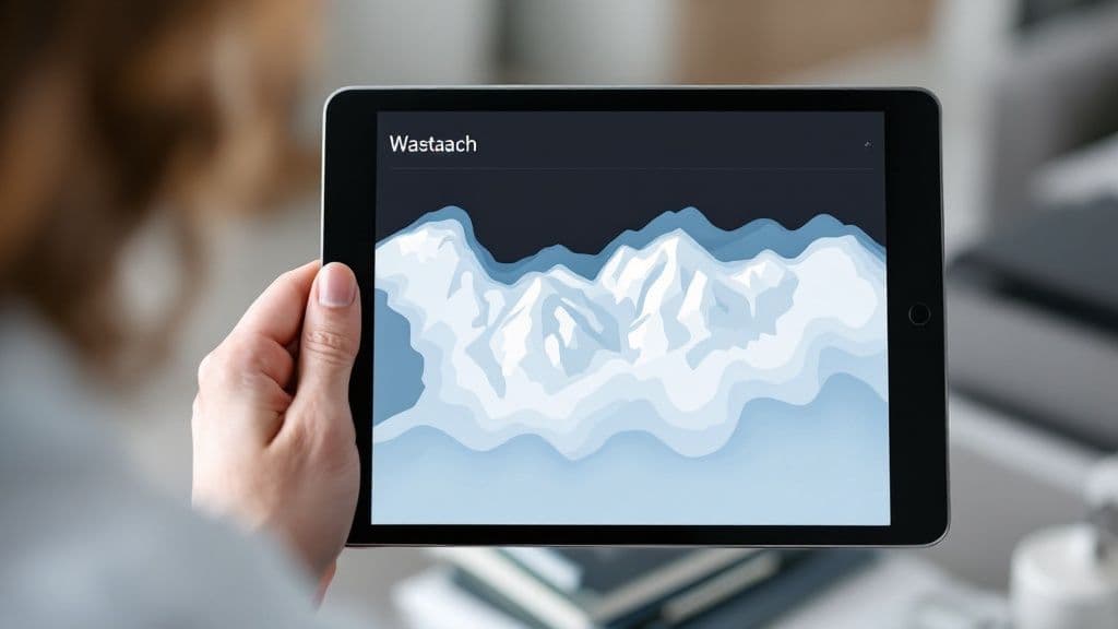 A skier making a deep powder turn in the Wasatch backcountry, with light snow billowing around them, showcasing the result of a great snow forecast.