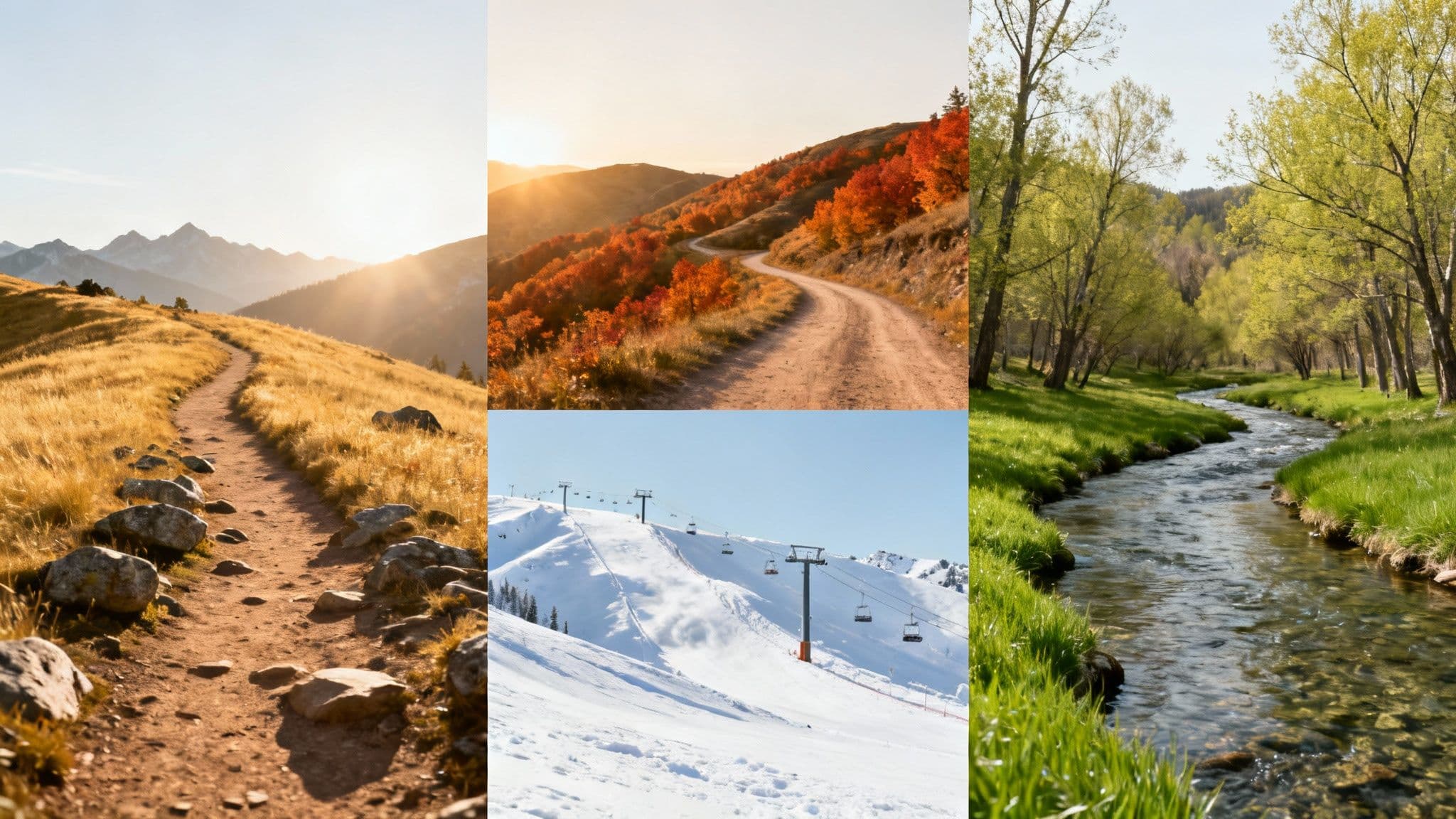 A beautiful panoramic view of Cottonwood Heights, Utah, with lush green trees in the foreground and mountains in the distance, showcasing a clear summer day.
