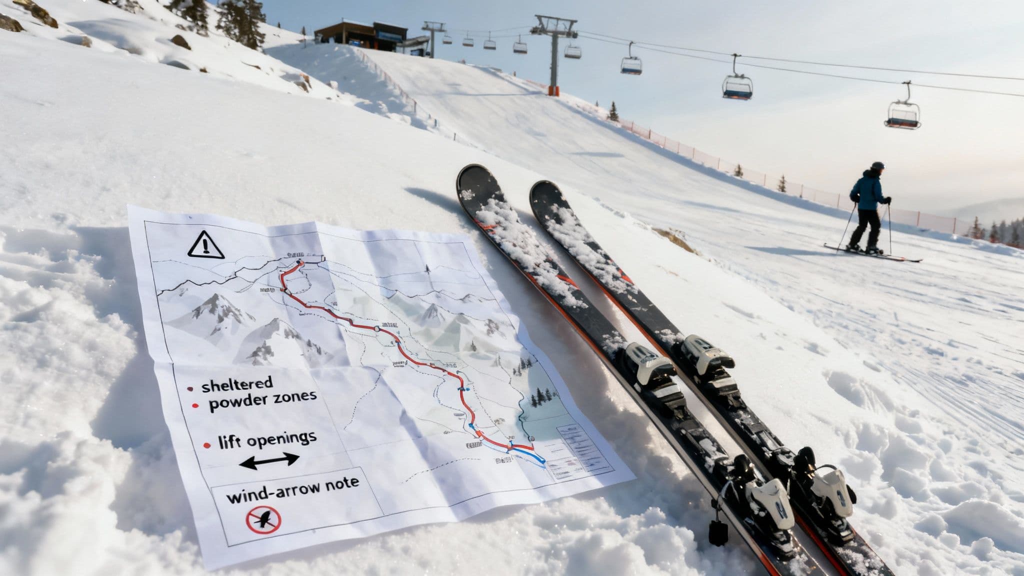 Skier navigating through trees in deep powder snow at Snowbird, Utah.