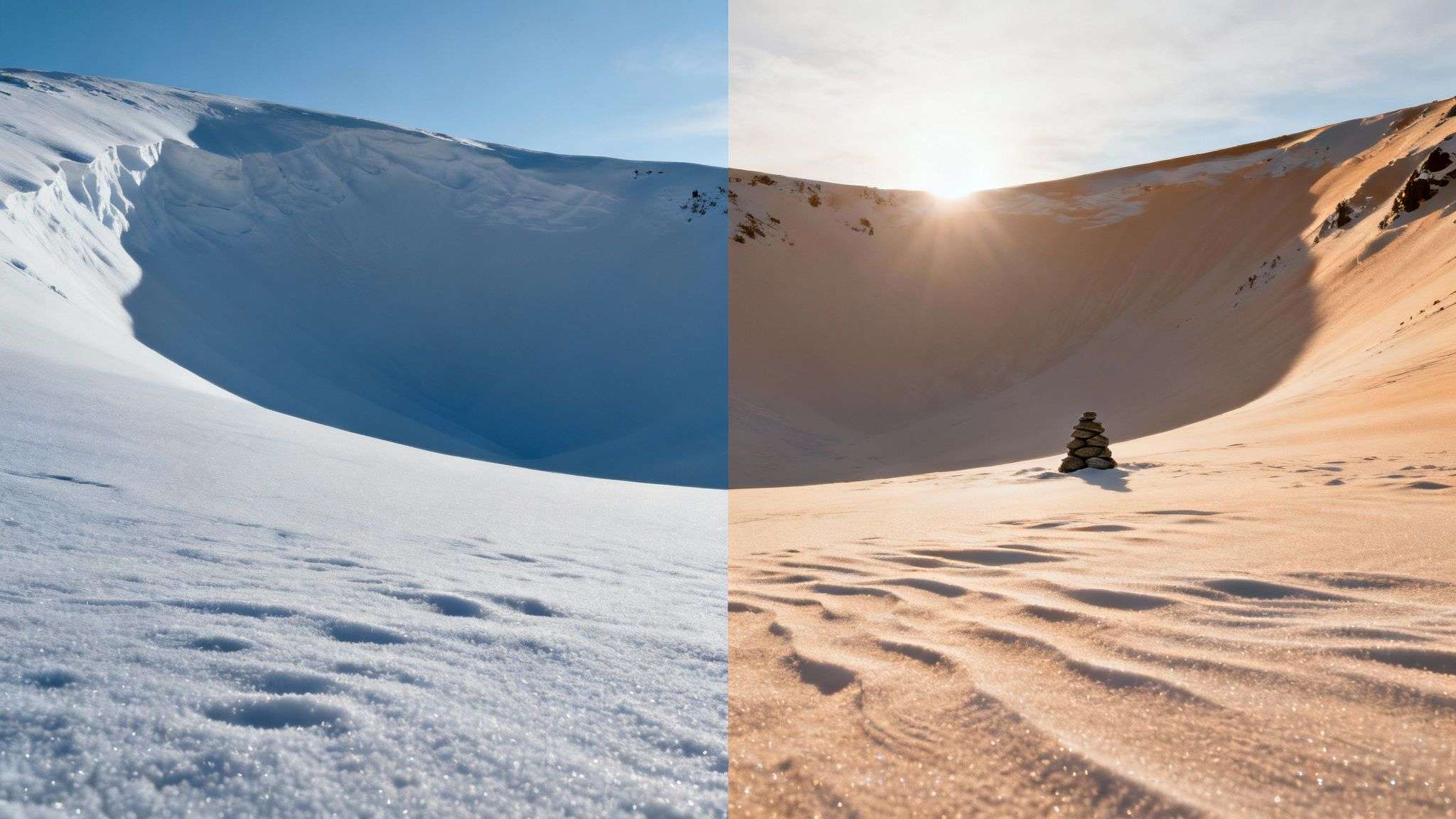 Skiers carving through deep powder snow on a sunny day at Alta or Snowbird.