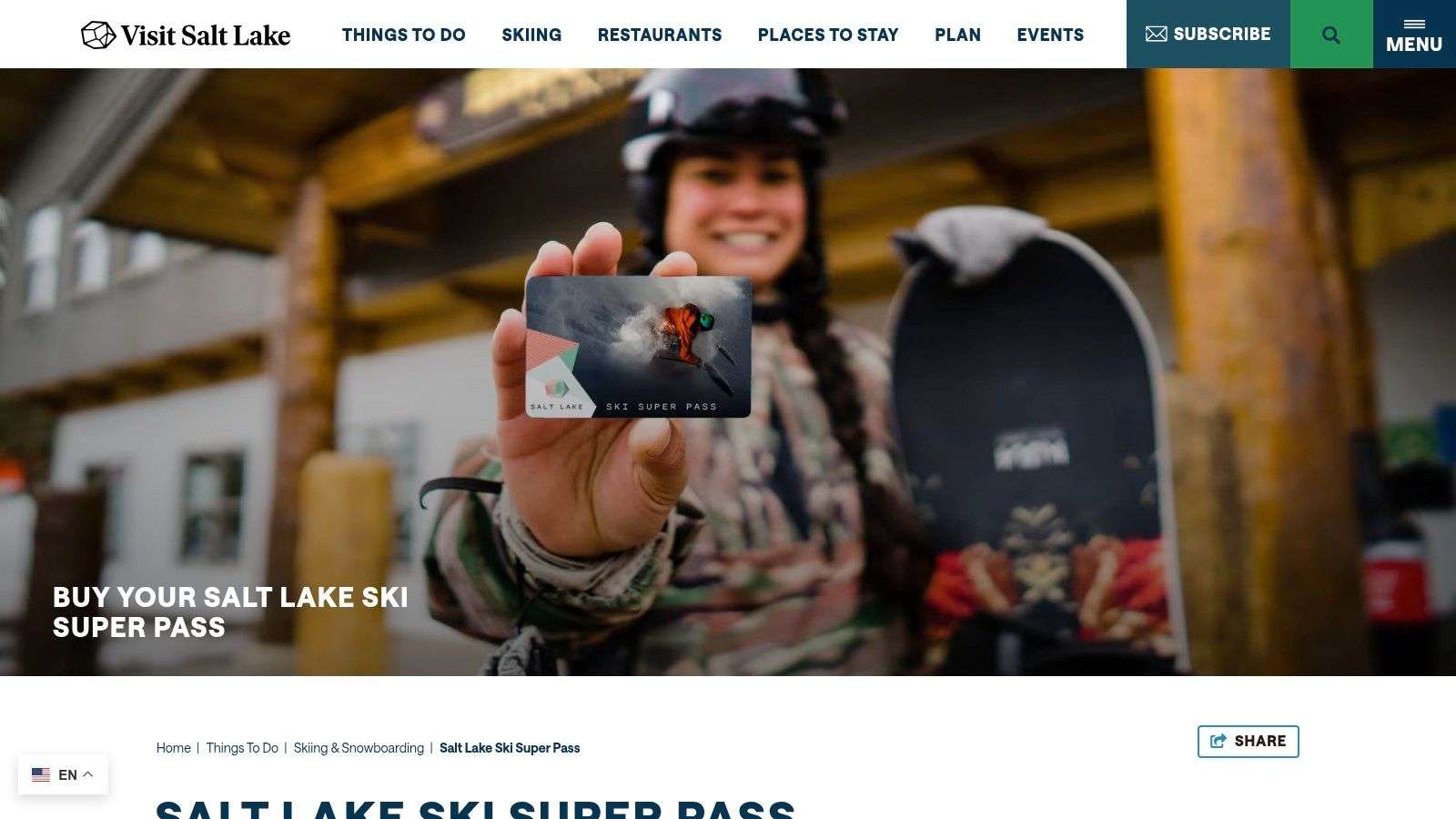 A graphic advertising the Salt Lake Ski Super Pass, showing logos of the four participating resorts.