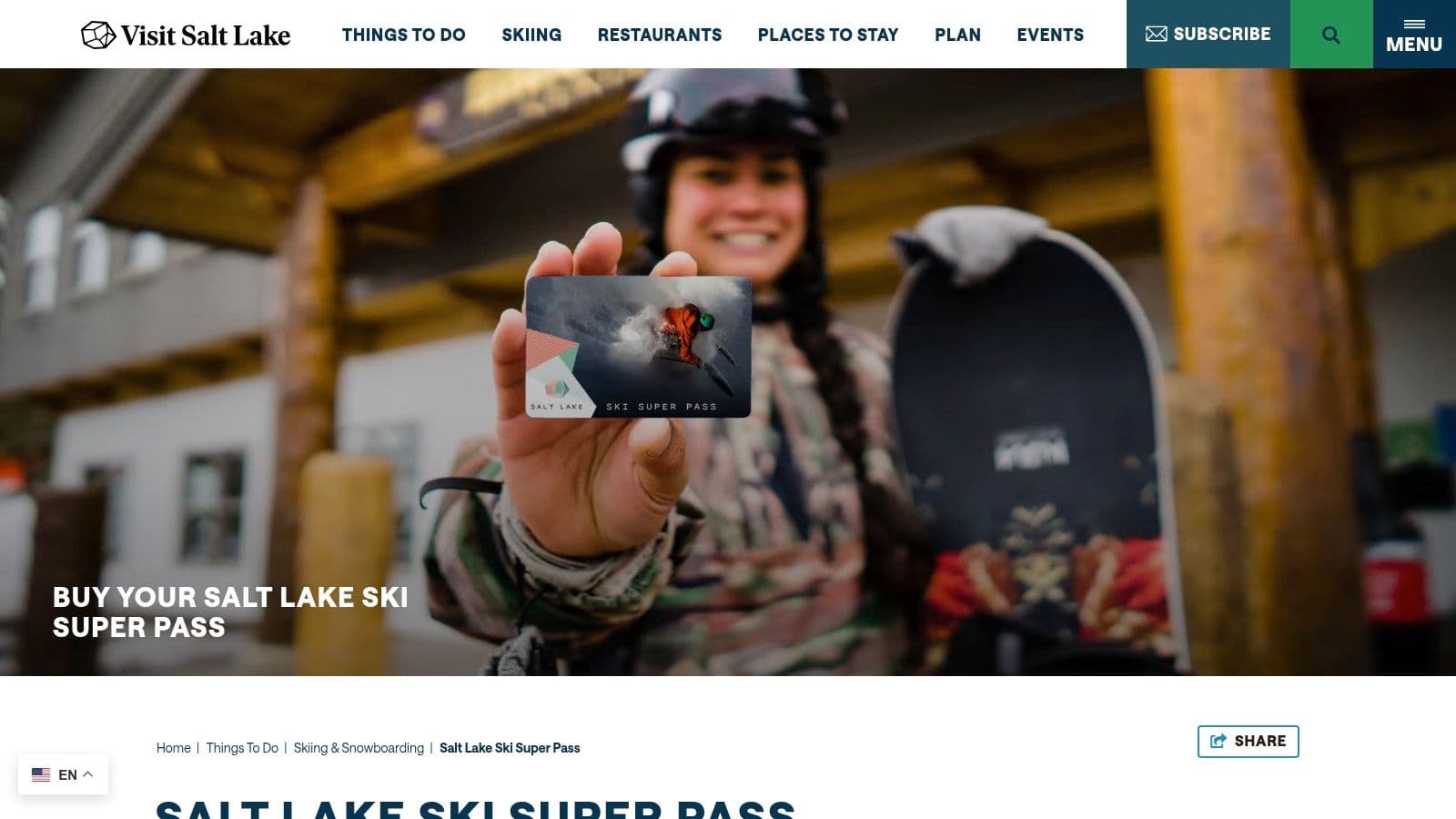 A graphic advertising the Salt Lake Ski Super Pass, showing logos of the four participating resorts.